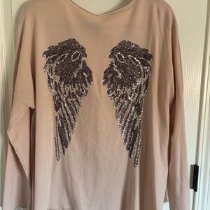 Sequin Wing Design Sweater